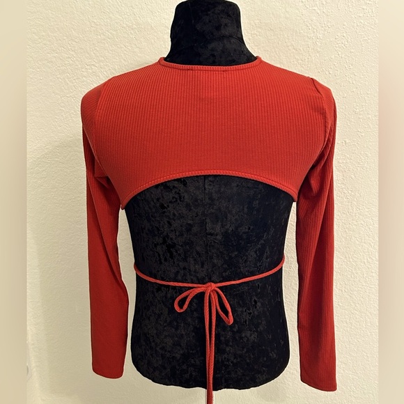 Forever 21 Rust Ribbed Tie-Back Blouse - Picture 7 of 8